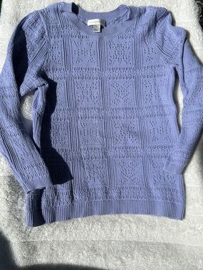 Christopher & Banks Lavender Knitwork Crewneck Sweater